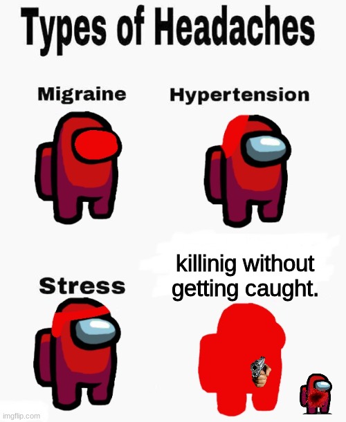 Among us types of headaches | killinig without getting caught. | image tagged in among us types of headaches | made w/ Imgflip meme maker