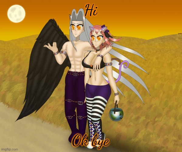 Sayori and Sephiroth | Hi; Ok bye | image tagged in sayori and sephiroth | made w/ Imgflip meme maker