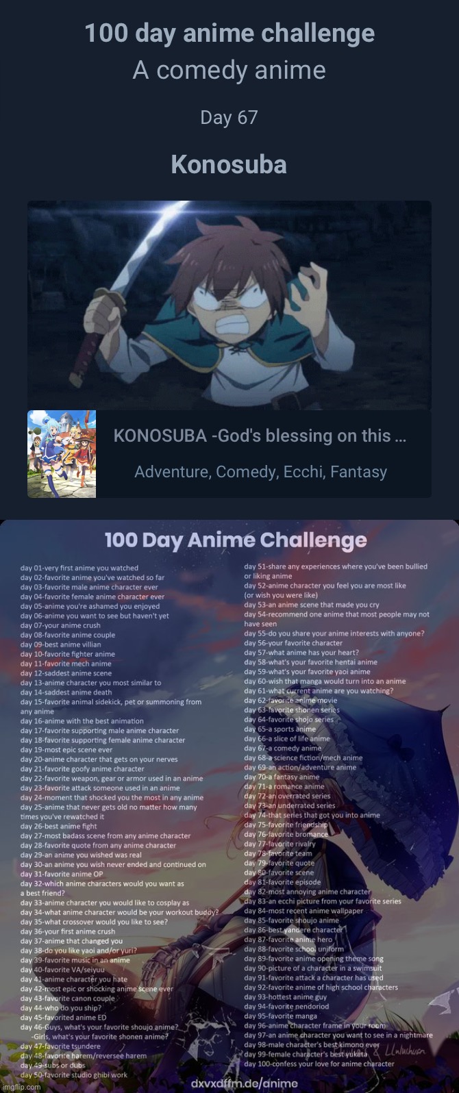 image tagged in 100 day anime challenge | made w/ Imgflip meme maker