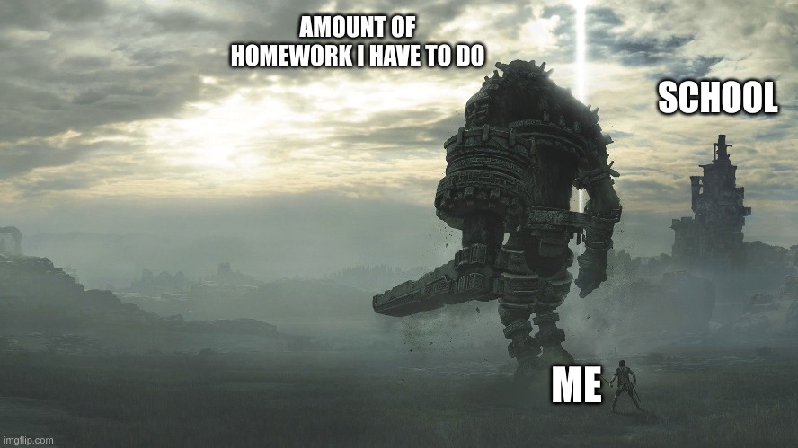 This is so true | AMOUNT OF HOMEWORK I HAVE TO DO; SCHOOL; ME | image tagged in memes,relatable | made w/ Imgflip meme maker