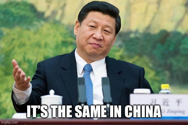 Xi Jinping | IT’S THE SAME IN CHINA | image tagged in xi jinping | made w/ Imgflip meme maker