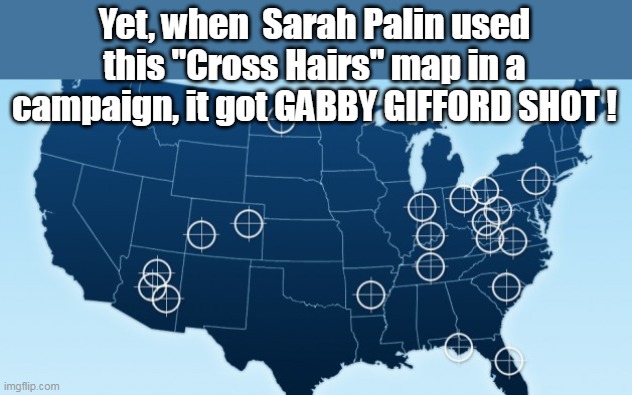 Yet, when  Sarah Palin used this "Cross Hairs" map in a campaign, it got GABBY GIFFORD SHOT ! | made w/ Imgflip meme maker
