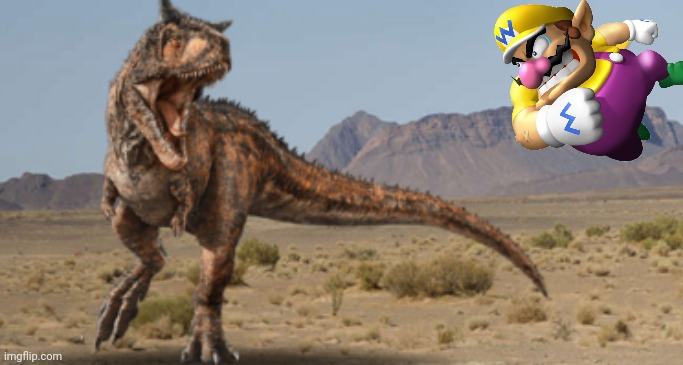 Wario dies trying to fight a carnotaurus.mp3 | image tagged in pikachu vs carnotaurus,jurassic park,jurassic world,dinosaur,wario dies,wario | made w/ Imgflip meme maker