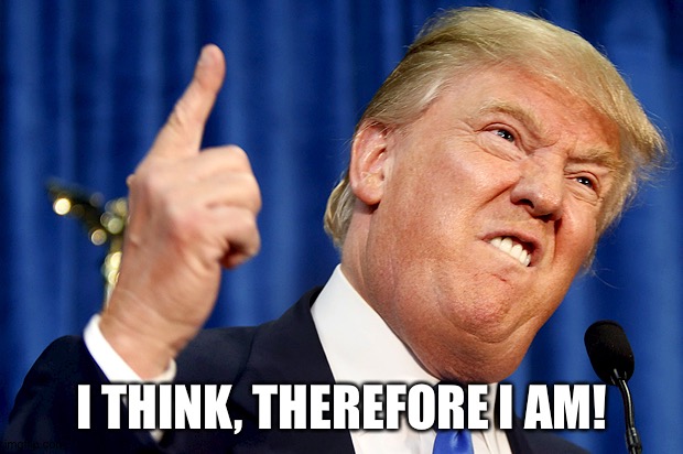 Donald Trump | I THINK, THEREFORE I AM! | image tagged in donald trump | made w/ Imgflip meme maker