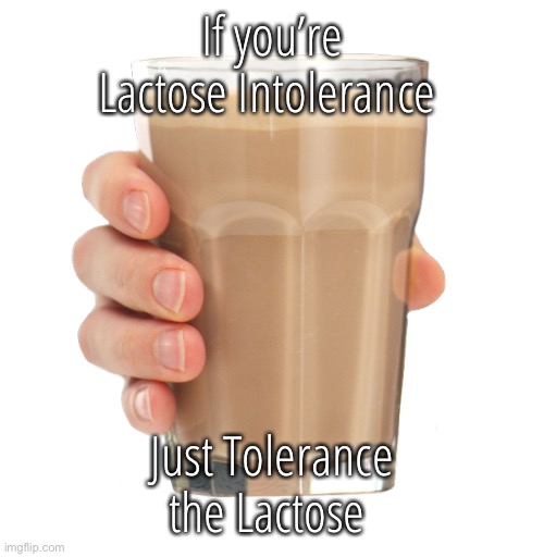 Choccy Milk | If you’re Lactose Intolerance; Just Tolerance the Lactose | image tagged in choccy milk | made w/ Imgflip meme maker