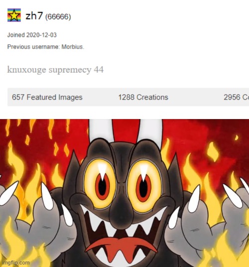 passed it when posting this :sad: | image tagged in cuphead devil | made w/ Imgflip meme maker