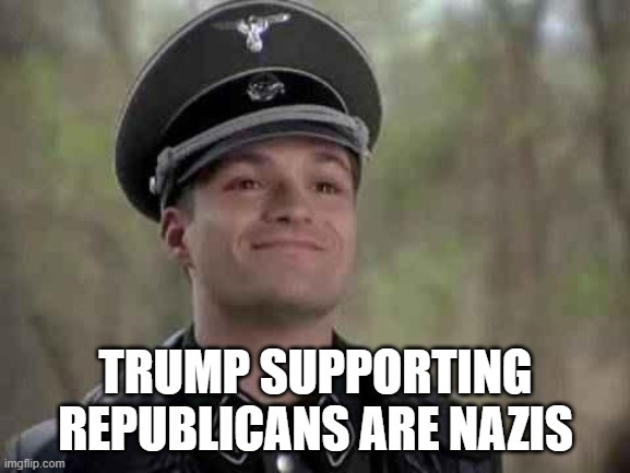 grammar nazi | TRUMP SUPPORTING REPUBLICANS ARE NAZIS | image tagged in grammar nazi | made w/ Imgflip meme maker