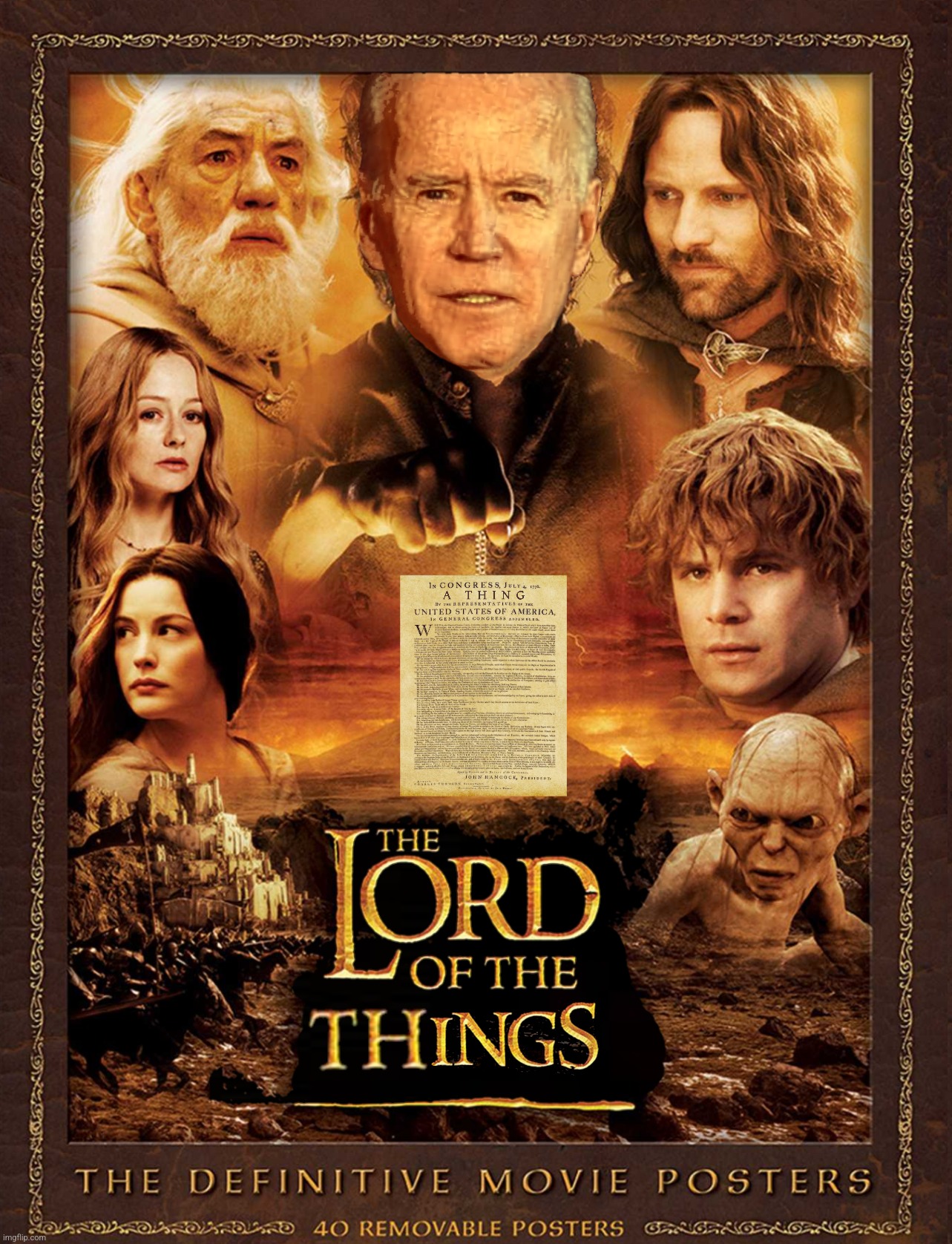 Bad Photoshop Sunday presents:  One "thing" to rule them all | image tagged in bad photoshop sunday,joe biden,the lord of the rings,the constitution,the lord of the things | made w/ Imgflip meme maker
