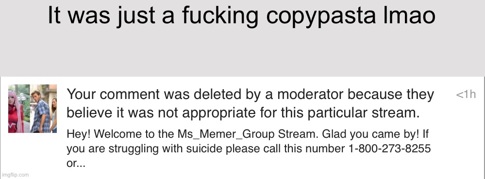 It was just a fucking copypasta lmao | made w/ Imgflip meme maker