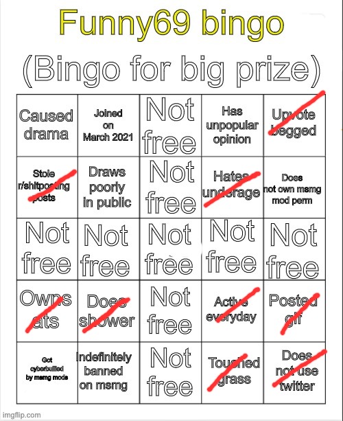 Funny69 bingo | image tagged in funny69 bingo | made w/ Imgflip meme maker