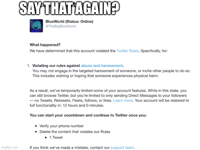 For people saying that I still have my account. | SAY THAT AGAIN? | image tagged in shock | made w/ Imgflip meme maker