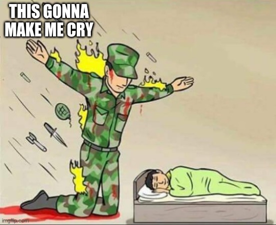 Soldier protecting sleeping child | THIS GONNA MAKE ME CRY | image tagged in soldier protecting sleeping child | made w/ Imgflip meme maker