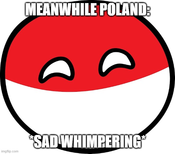 Polandball | MEANWHILE POLAND: *SAD WHIMPERING* | image tagged in polandball | made w/ Imgflip meme maker