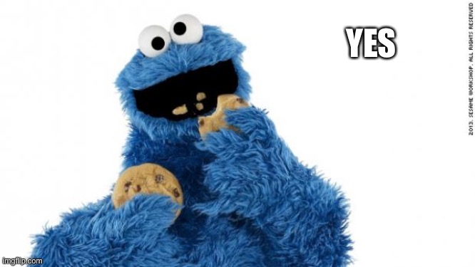 cookie monster | YES | image tagged in cookie monster | made w/ Imgflip meme maker