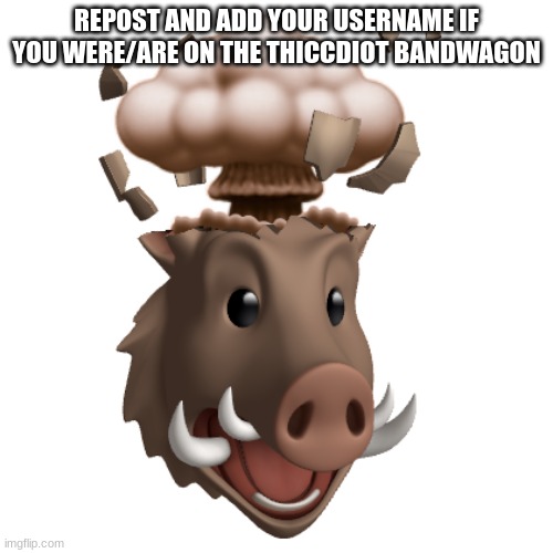 Mind-blown Boar | REPOST AND ADD YOUR USERNAME IF YOU WERE/ARE ON THE THICCDIOT BANDWAGON | image tagged in mind-blown boar | made w/ Imgflip meme maker