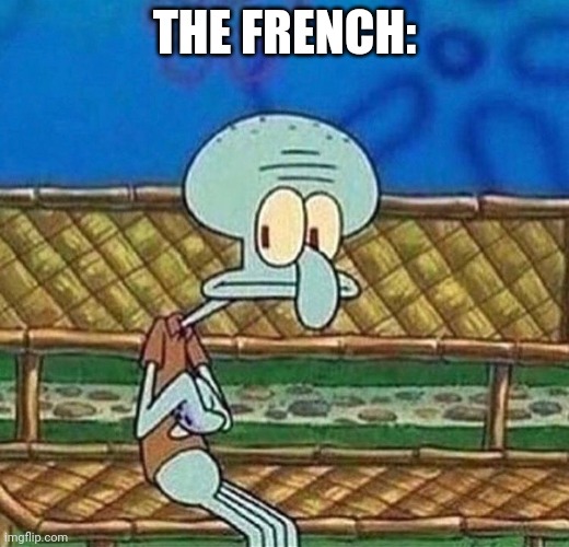 Nervous squidward | THE FRENCH: | image tagged in nervous squidward | made w/ Imgflip meme maker