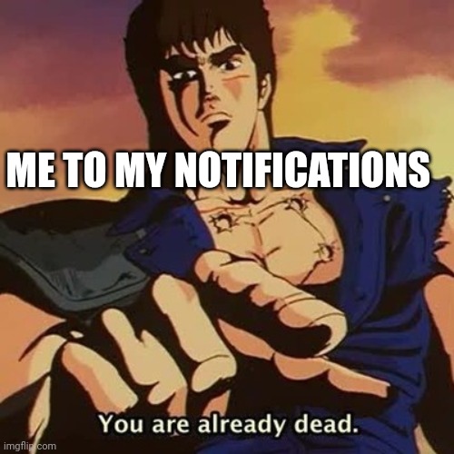You are already dead | ME TO MY NOTIFICATIONS | image tagged in you are already dead | made w/ Imgflip meme maker