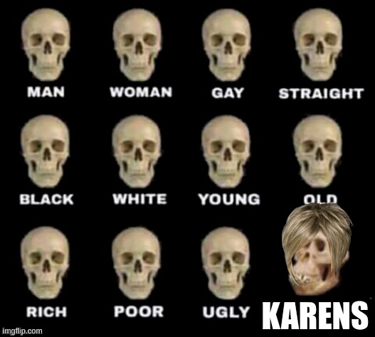 idiot skull | KARENS | image tagged in idiot skull | made w/ Imgflip meme maker