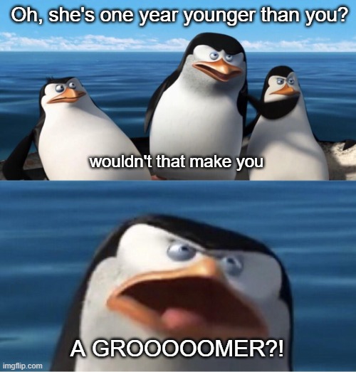 Get a rope | Oh, she's one year younger than you? wouldn't that make you; A GROOOOOMER?! | image tagged in wouldn't that make you | made w/ Imgflip meme maker