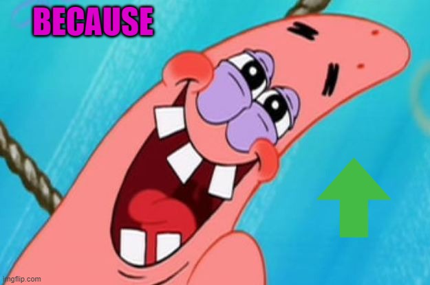 patrick star | BECAUSE | image tagged in patrick star | made w/ Imgflip meme maker