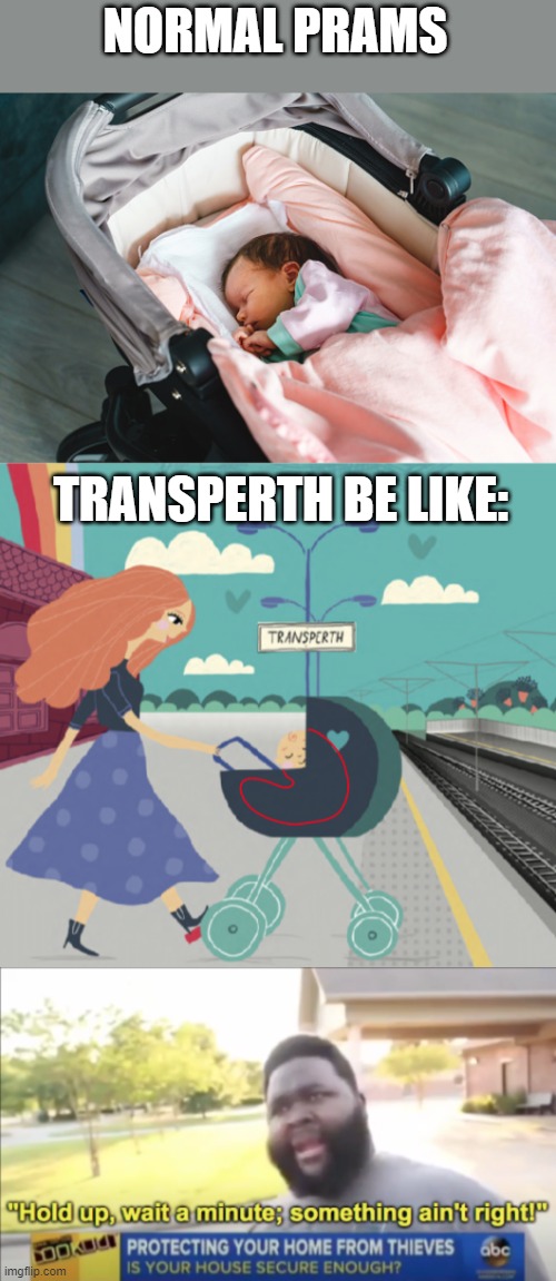 This may not be normal | NORMAL PRAMS; TRANSPERTH BE LIKE: | image tagged in baby,wait what,hold up wait a minute something aint right,funny,dark humor,what | made w/ Imgflip meme maker