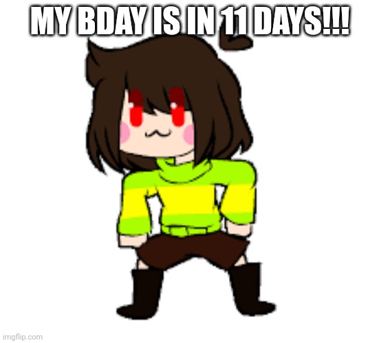 -Chara_TGM- Danci | MY BDAY IS IN 11 DAYS!!! | image tagged in -chara_tgm- danci | made w/ Imgflip meme maker