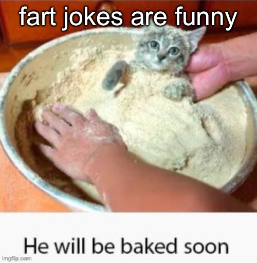 real | fart jokes are funny | image tagged in he will be baked soon | made w/ Imgflip meme maker