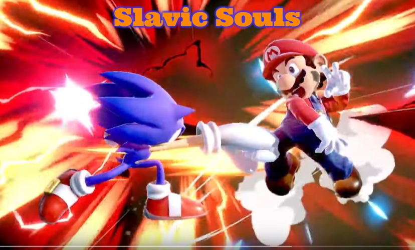 Sonic punches Mario | Slavic Souls | image tagged in sonic punches mario,slavic souls | made w/ Imgflip meme maker