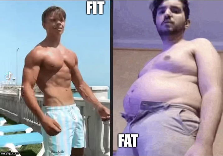 Simon Denver Fit Fat | FIT; FAT | image tagged in simon denver,gym memes,gym,obesity,fat,tiktok | made w/ Imgflip meme maker