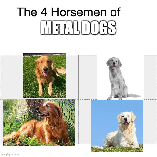 guess which are which | METAL DOGS | image tagged in four horsemen | made w/ Imgflip meme maker