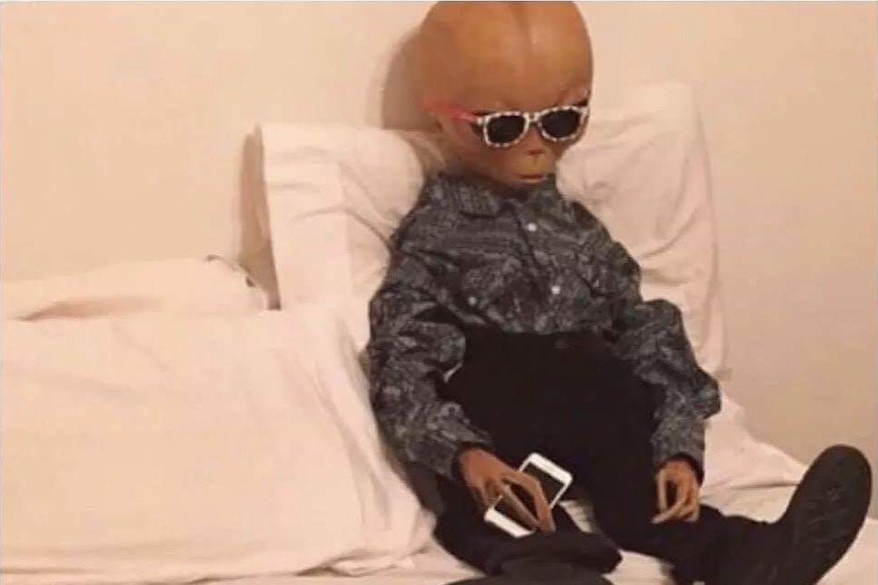 High Quality Alien waiting on bed Blank Meme Template
