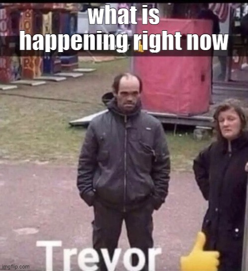 trevor |  what is happening right now | image tagged in trevor | made w/ Imgflip meme maker