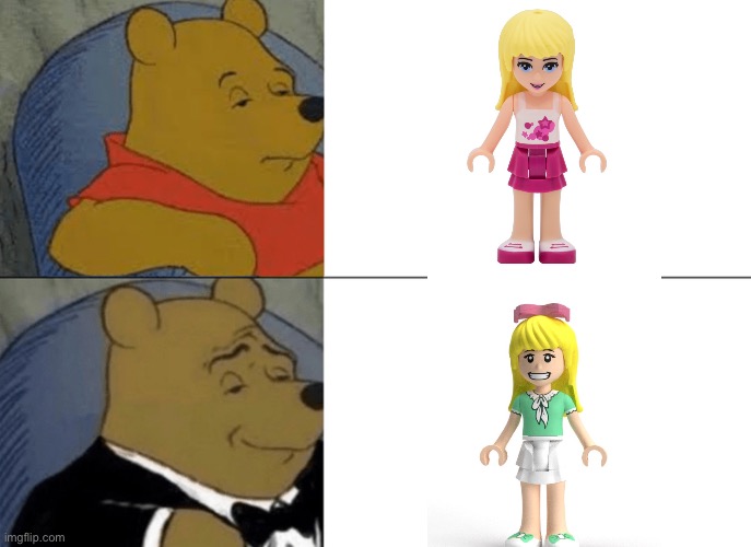 The future of LEGO Friend’s Minidolls | image tagged in memes,tuxedo winnie the pooh,lego | made w/ Imgflip meme maker