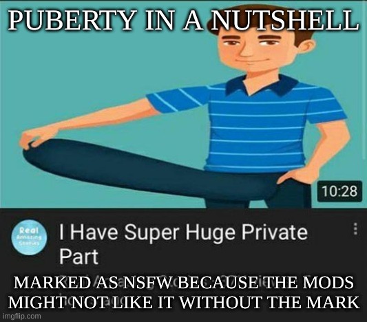 I Have Super Huge PP | PUBERTY IN A NUTSHELL; MARKED AS NSFW BECAUSE THE MODS MIGHT NOT LIKE IT WITHOUT THE MARK | image tagged in i have super huge pp | made w/ Imgflip meme maker