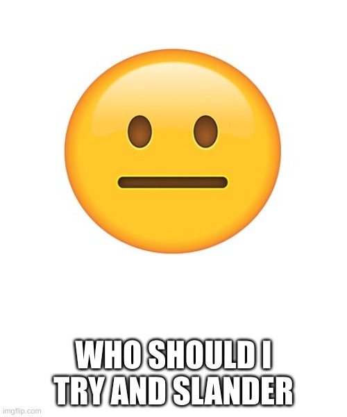 Straight Face | WHO SHOULD I TRY AND SLANDER | image tagged in straight face | made w/ Imgflip meme maker