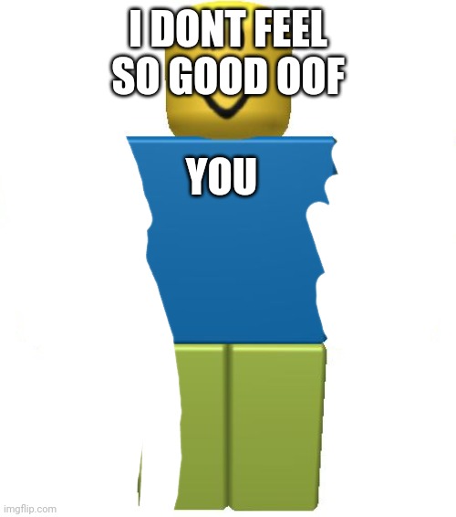 Oof | I DONT FEEL SO GOOD OOF; YOU | image tagged in roblox noob | made w/ Imgflip meme maker