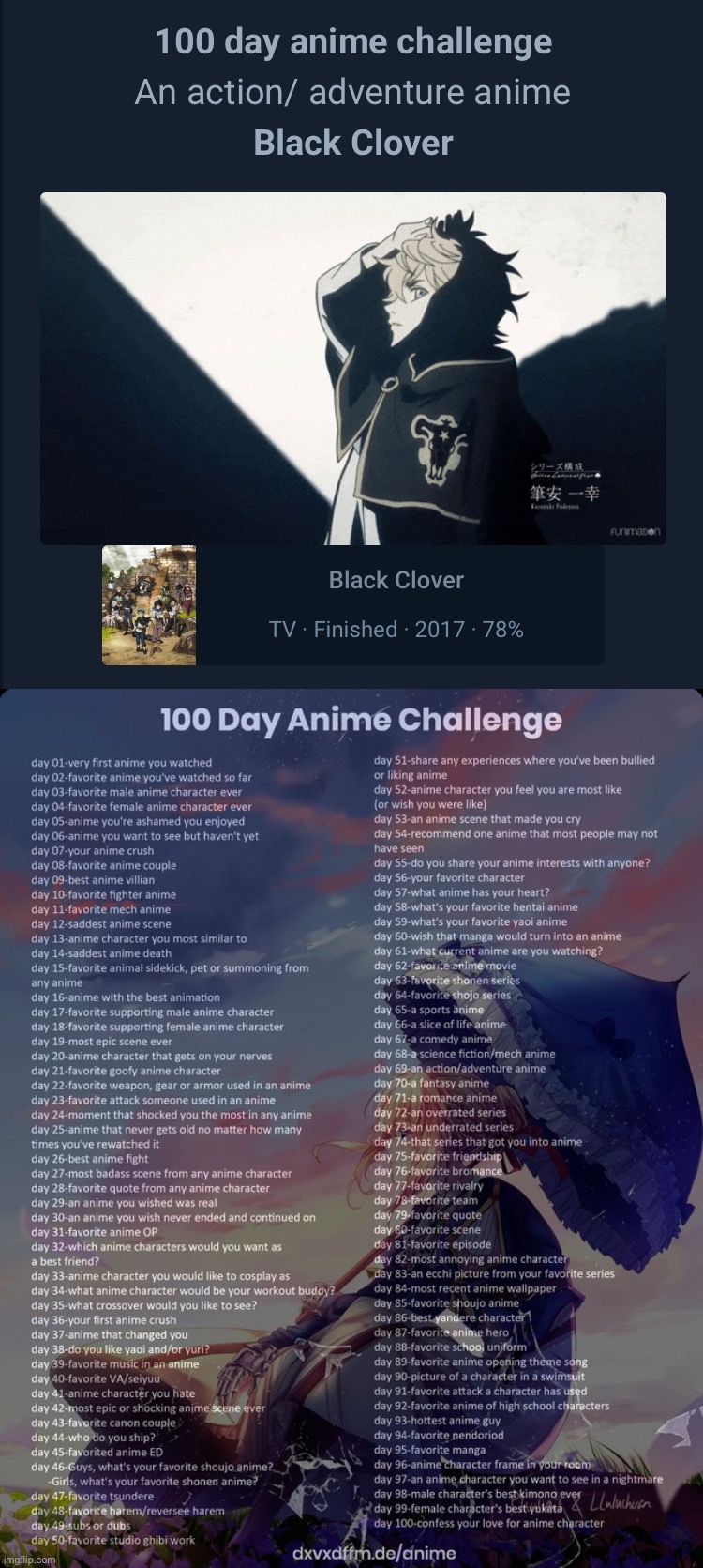 image tagged in 100 day anime challenge | made w/ Imgflip meme maker