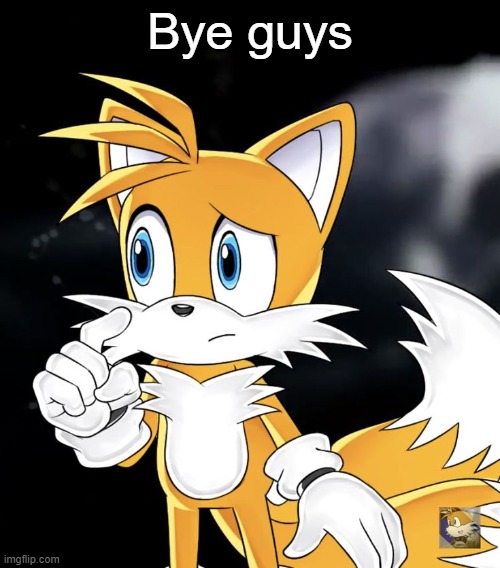 Bye guys | image tagged in tails thinking | made w/ Imgflip meme maker