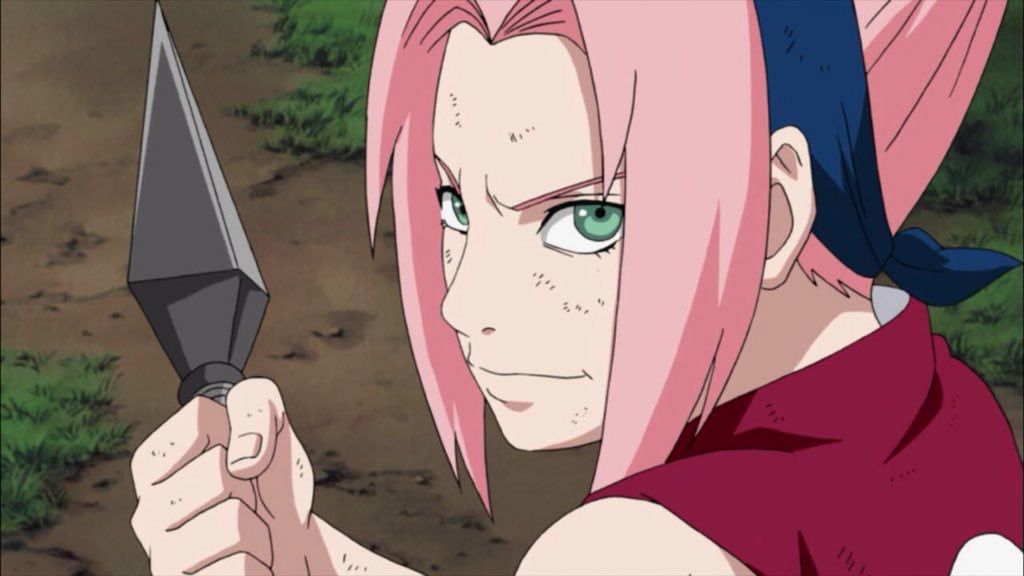 Sakura Haruno Holding Kunai PNG Image