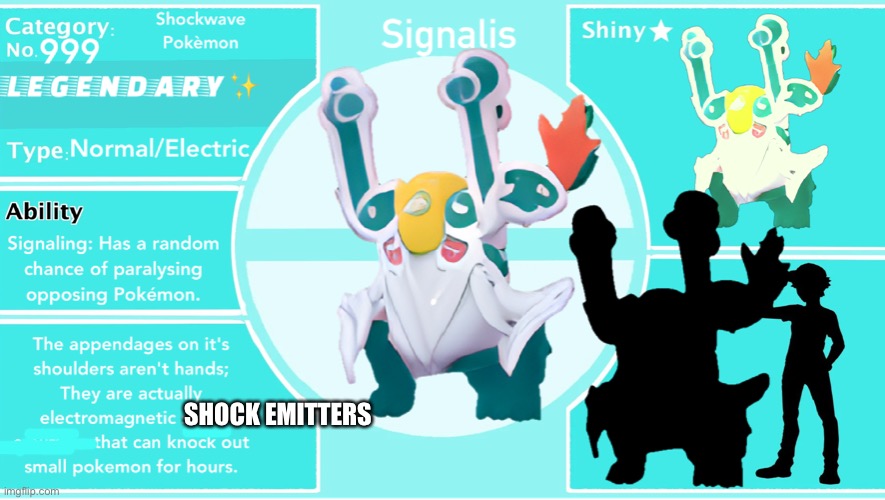 Had to blur out a part bc I misspelled it ?‍♂️ | SHOCK EMITTERS | image tagged in fakemon | made w/ Imgflip meme maker