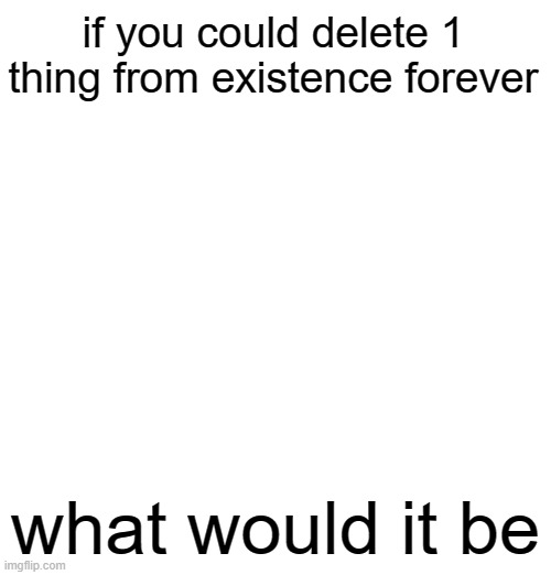 if you could delete 1 thing from existence forever; what would it be | made w/ Imgflip meme maker