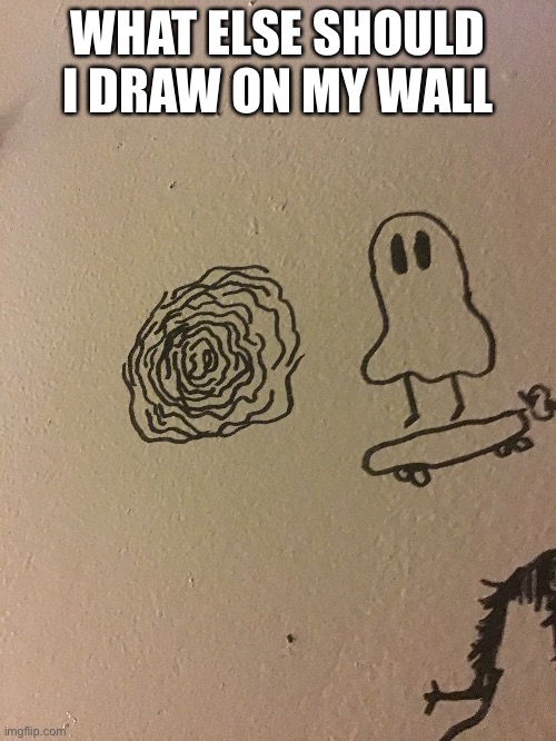 I've drawn trippy ghost and sonk what else should I do | WHAT ELSE SHOULD I DRAW ON MY WALL | made w/ Imgflip meme maker