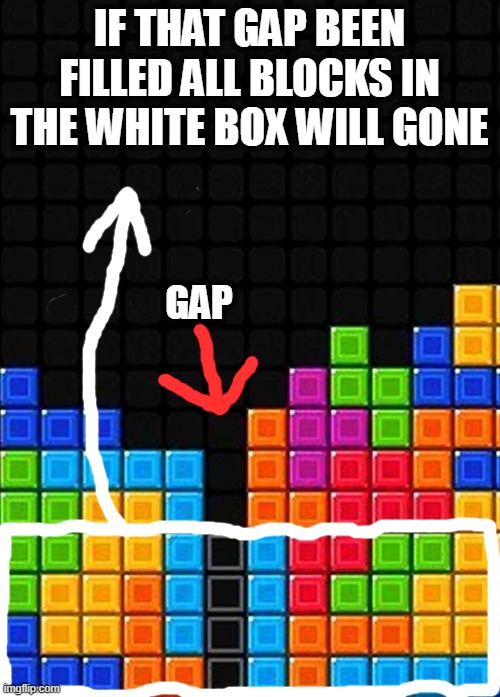 IF THAT GAP BEEN FILLED ALL BLOCKS IN THE WHITE BOX WILL GONE GAP | made w/ Imgflip meme maker