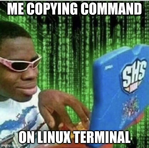Ryan Beckford | ME COPYING COMMAND; ON LINUX TERMINAL | image tagged in ryan beckford | made w/ Imgflip meme maker