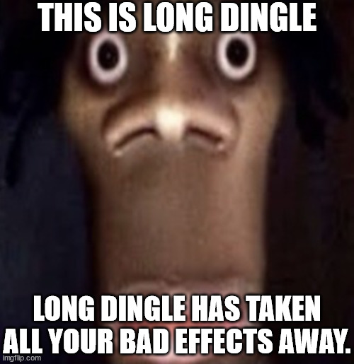 Quandale dingle | THIS IS LONG DINGLE LONG DINGLE HAS TAKEN ALL YOUR BAD EFFECTS AWAY. | image tagged in quandale dingle | made w/ Imgflip meme maker