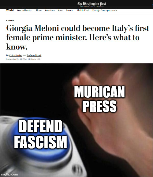 Murica gonna Murica | MURICAN
PRESS; DEFEND
FASCISM | image tagged in memes,blank nut button | made w/ Imgflip meme maker