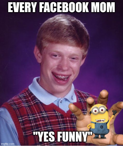 Bad Luck Brian Meme |  EVERY FACEBOOK MOM; ''YES FUNNY'' | image tagged in memes,bad luck brian | made w/ Imgflip meme maker