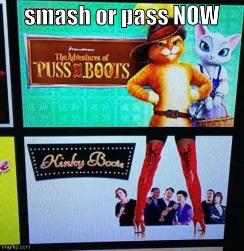 you'll be seeing a lot of joke smashes | smash or pass NOW | image tagged in memes,funny,puss in kinky boots,smash or pass,trend,lets do it | made w/ Imgflip meme maker
