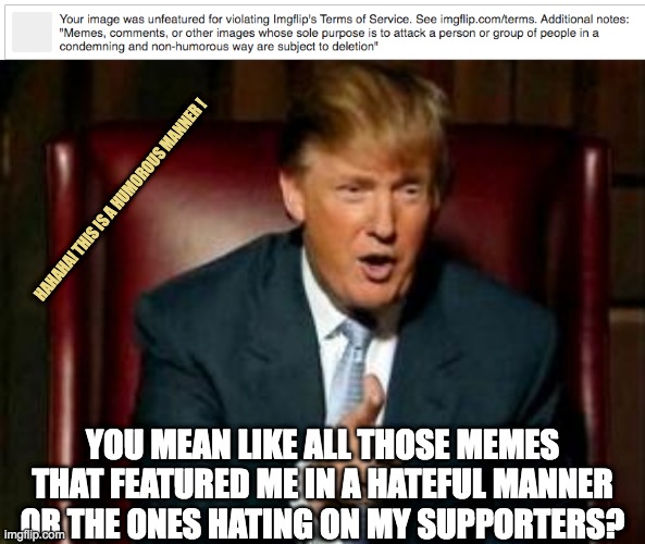 Imgflip a non humorous meme unless it s about trumpers is deletable