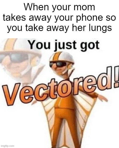 what a way to get revenge... |  When your mom takes away your phone so you take away her lungs | image tagged in you just got vectored,memes,hol up,cursed | made w/ Imgflip meme maker